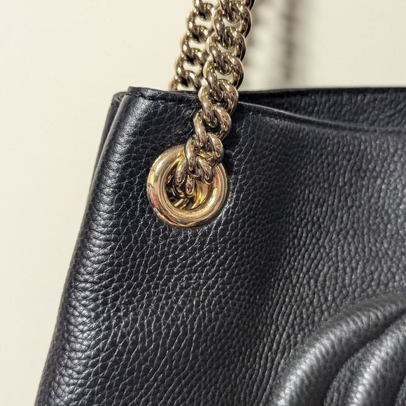 Gucci Pebbled Calfskin Medium Soho Chain Shoulder Bag Black - Picture 10 of 16